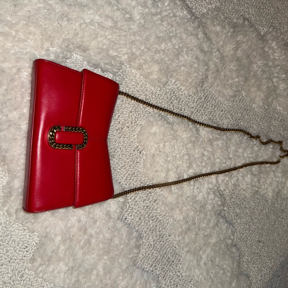 Marc Jacobs Red Crossbody Bag with Gold Chain